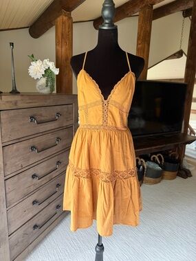 Francesca's Collections Lace-Trim Spaghetti Strap Mini Dress